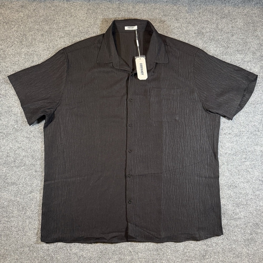 COOFANDY XXL Black Button Down Wrinkle Free Short Sleeve Casual Dress Shirt‎